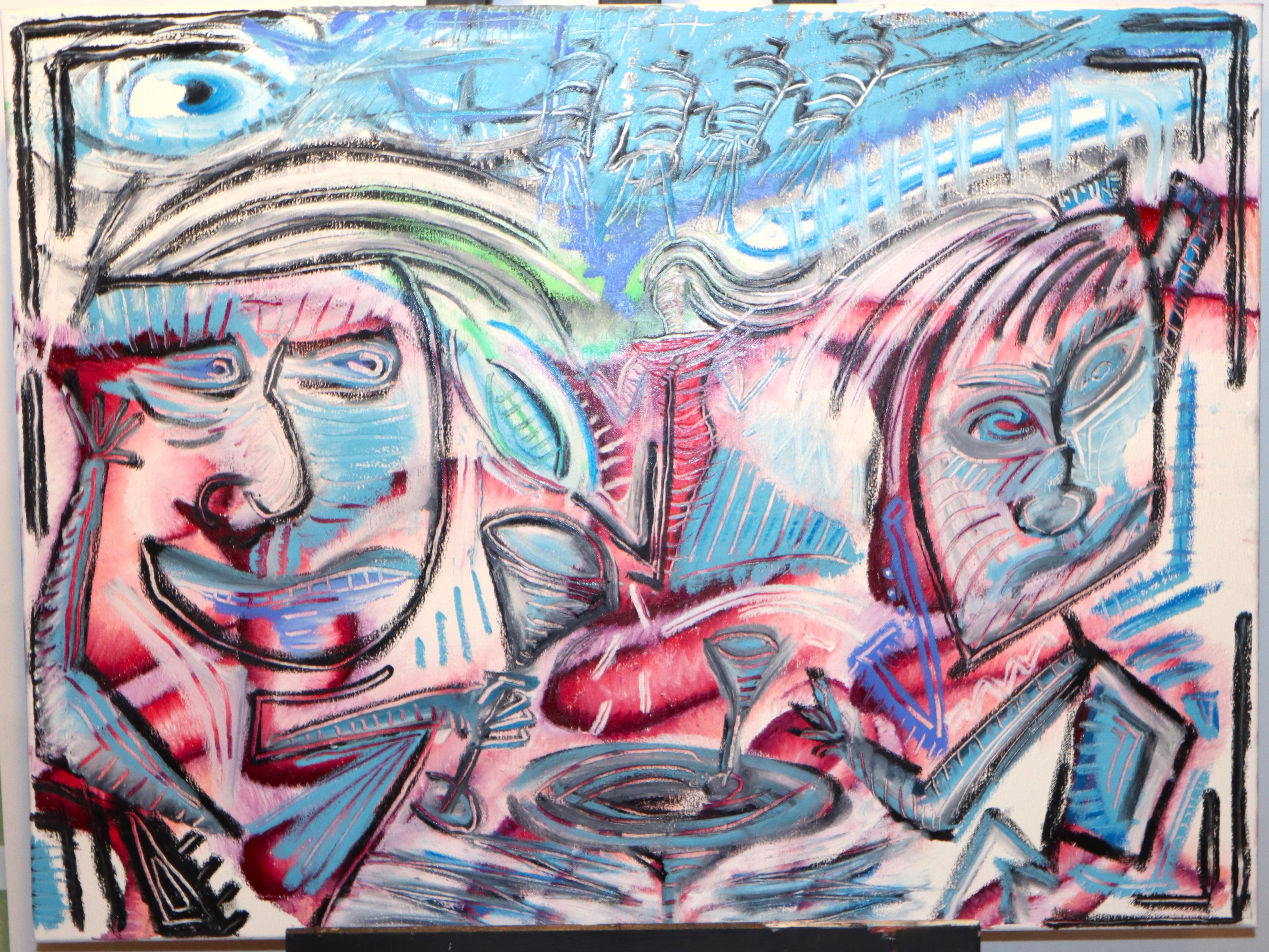 Nr.185 Serie. Tur i byen. Pastel. Mål. 60 x 80 cm. Kr.1200