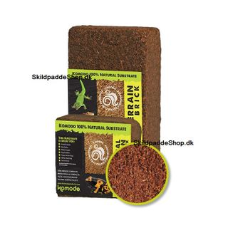En pakke kokosmuld 1. liter - giver ca. 9. liter muld. Kokosmuld holdes fugtigt. Dyrene lægger gerne æg i kokosmuld.  www.SkildpaddeShop.dk