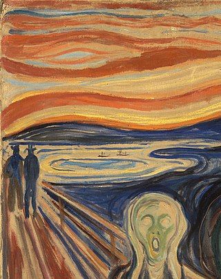Skriget. Af Edvard Munch, der var kendt for at lide af angst og hallucinationer.
Mere om Edvard Munch længere nede på siden.